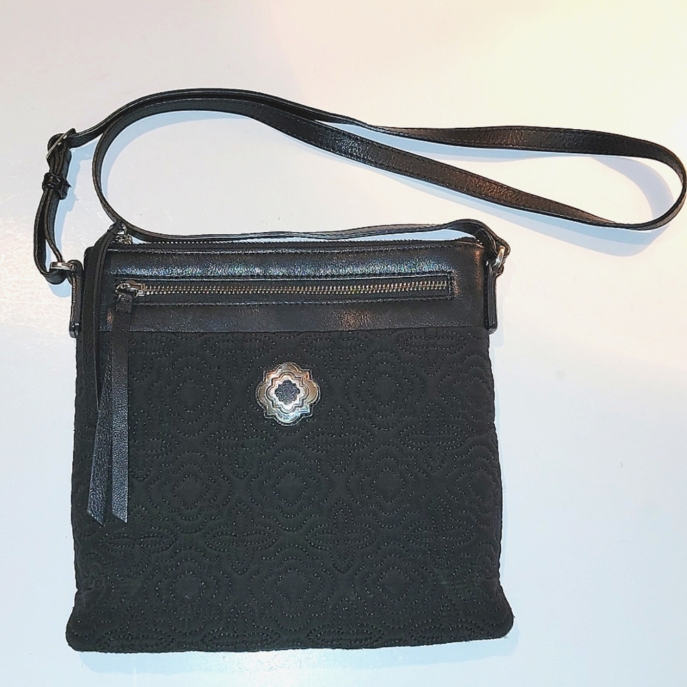 BRIGHTON QUILTED FABRIC LEATHER CROSSBODY BAG
